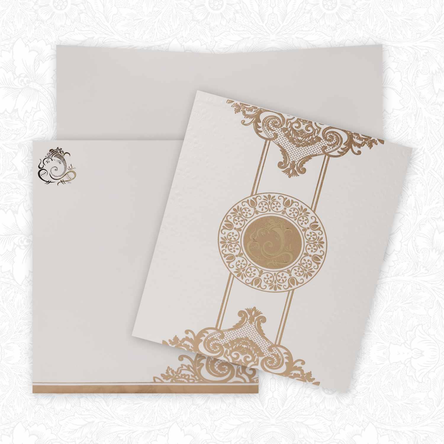 Beautiful Blossom Design With Ganesha Theme Wedding Card - KNK3848-1
